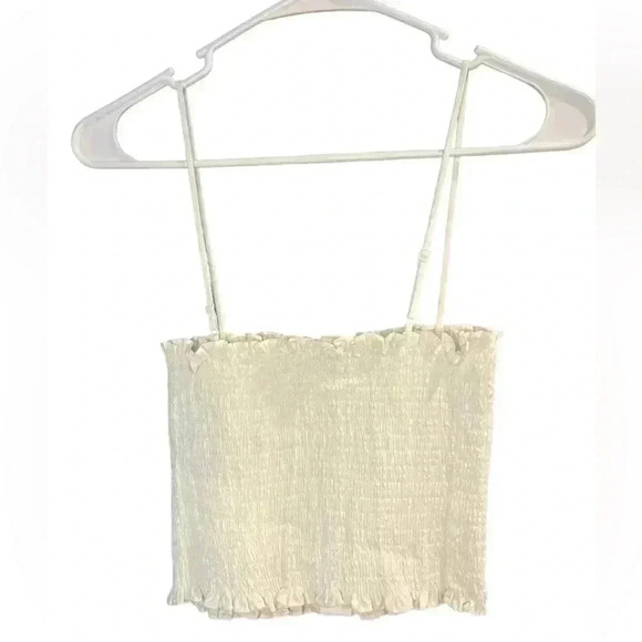 Alexander Wang White Smocked Crop top w- adjustable straps & 3 buttons. XXS. NWT - Picture 3 of 5